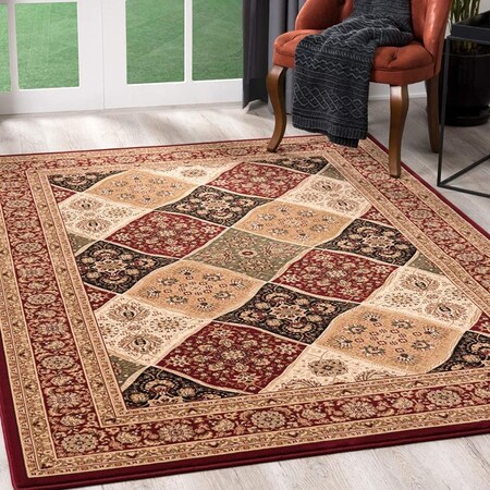 Palacedesigns 7 x 9 ft. Red Decorative Diamonds Area Rug - Red - 7' x 9' PA3093711